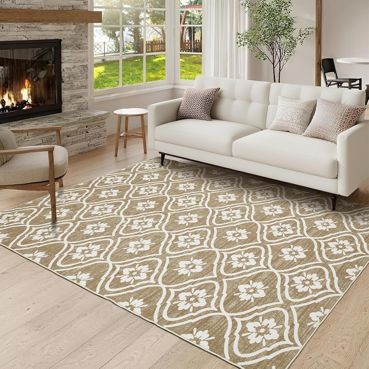 5x7 Boho Rugs for Living Room - Soft Moroccan Area Rug