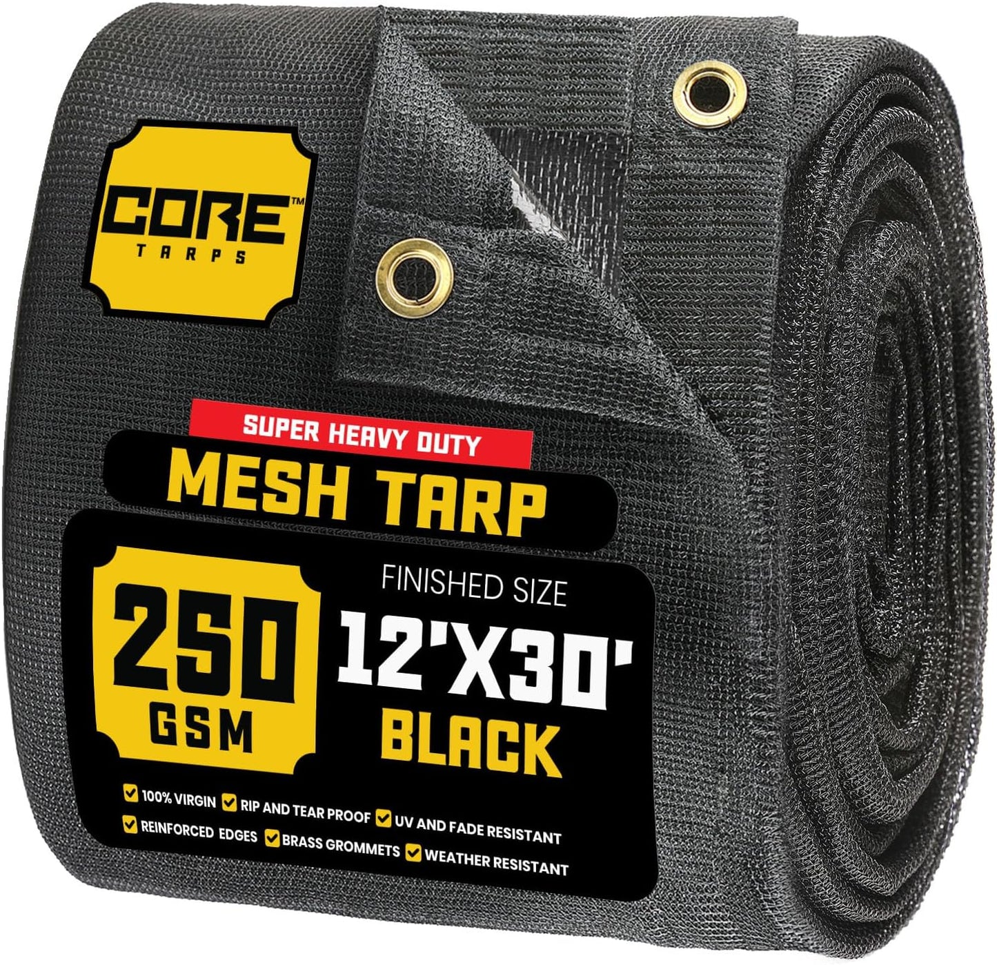 Core Tarps 60% Black Shade Cloth - Heavy Duty Mesh Tarp