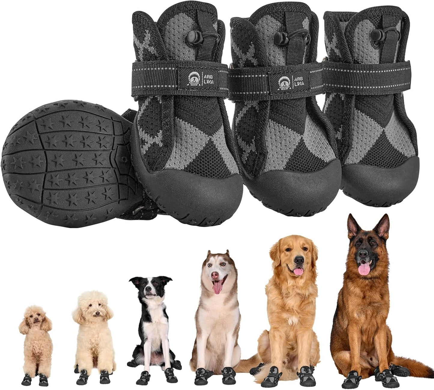 Dog Shoes for Large Medium Dogs - Waterproof Anti Slip Booties