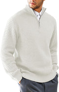 Men's Quarter-Zip Sweater Textured-Knit Mock Neck (Style KM96)