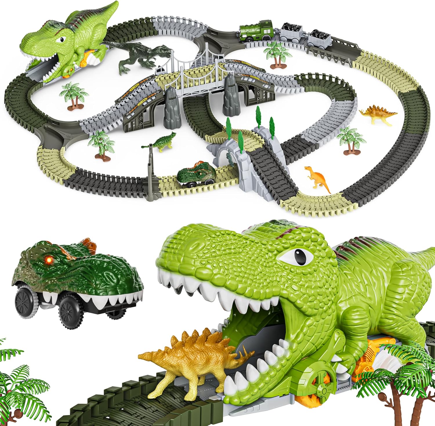 TUMAMA Dinosaur Toys Race Track Set for Kids 3-7 Years Old