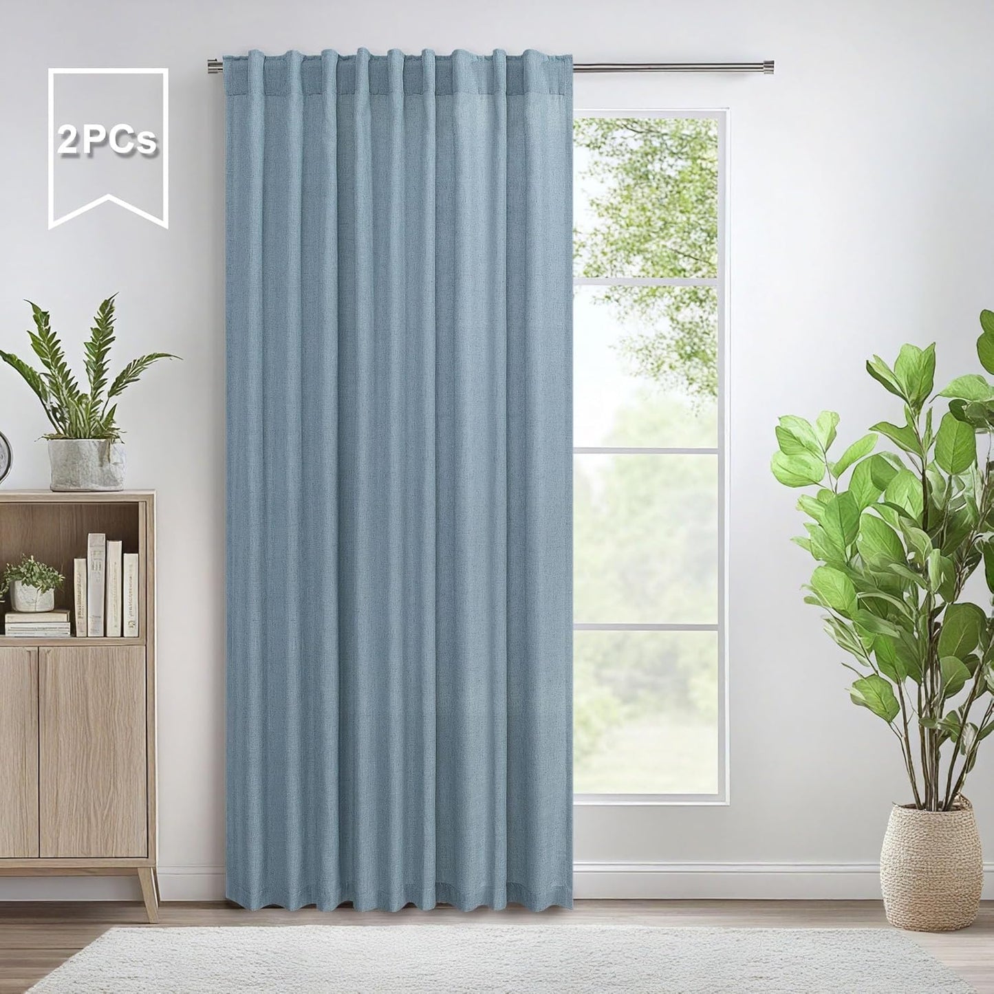 Pitalk Light Blue Wide Curtains for Windows 60x90 Inch Panels