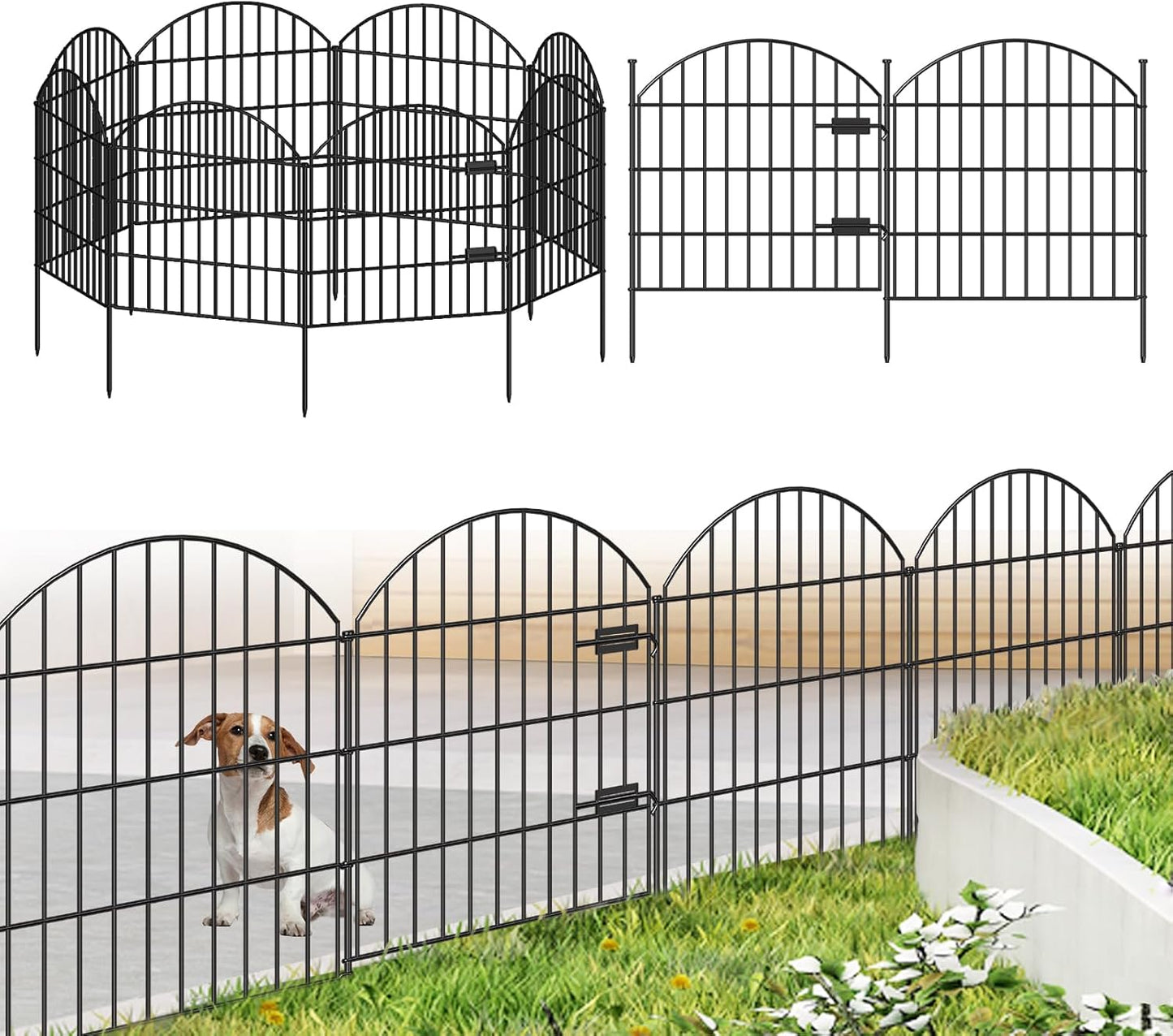 Metal Garden Fence with Gate for Dogs and Animal Barriers