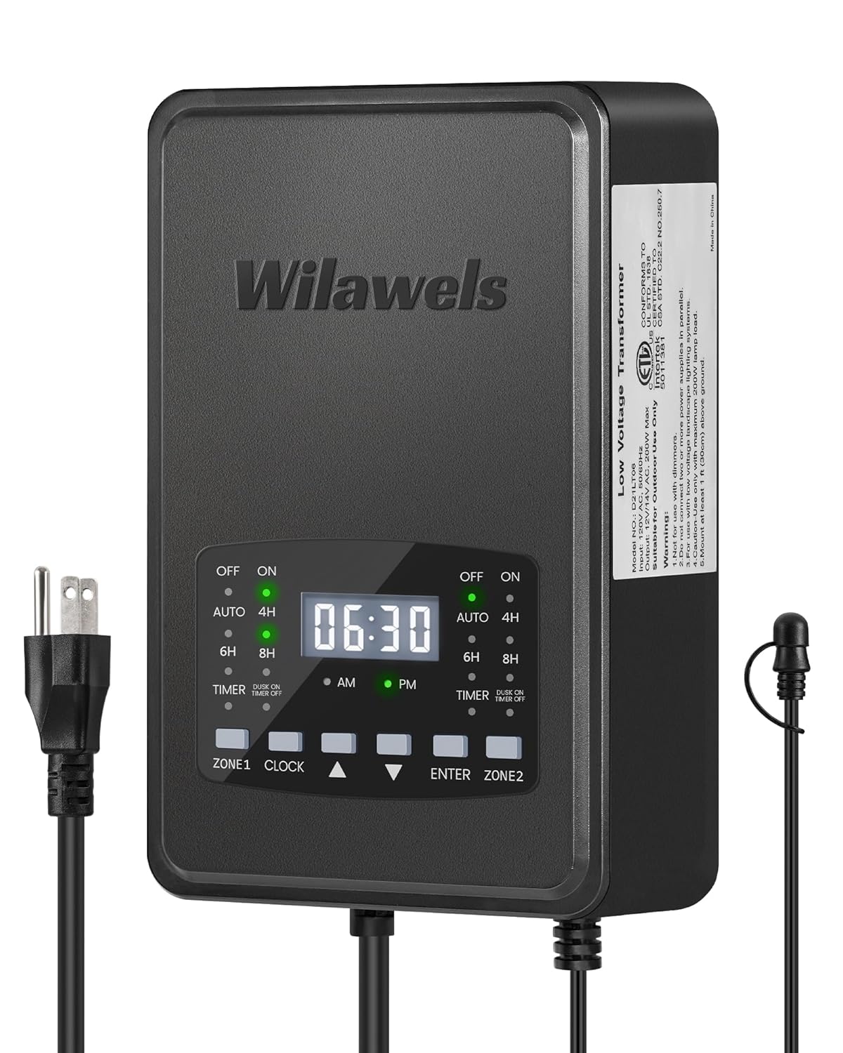200W Low Voltage Landscape Transformer with Dual-Zone Control