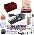 Handheld Sewing Machine with Wooden Box and 153-Piece Kit - Portable