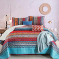 Bohemian Quilt Set Queen Size - Colorful All-Season Coverlet