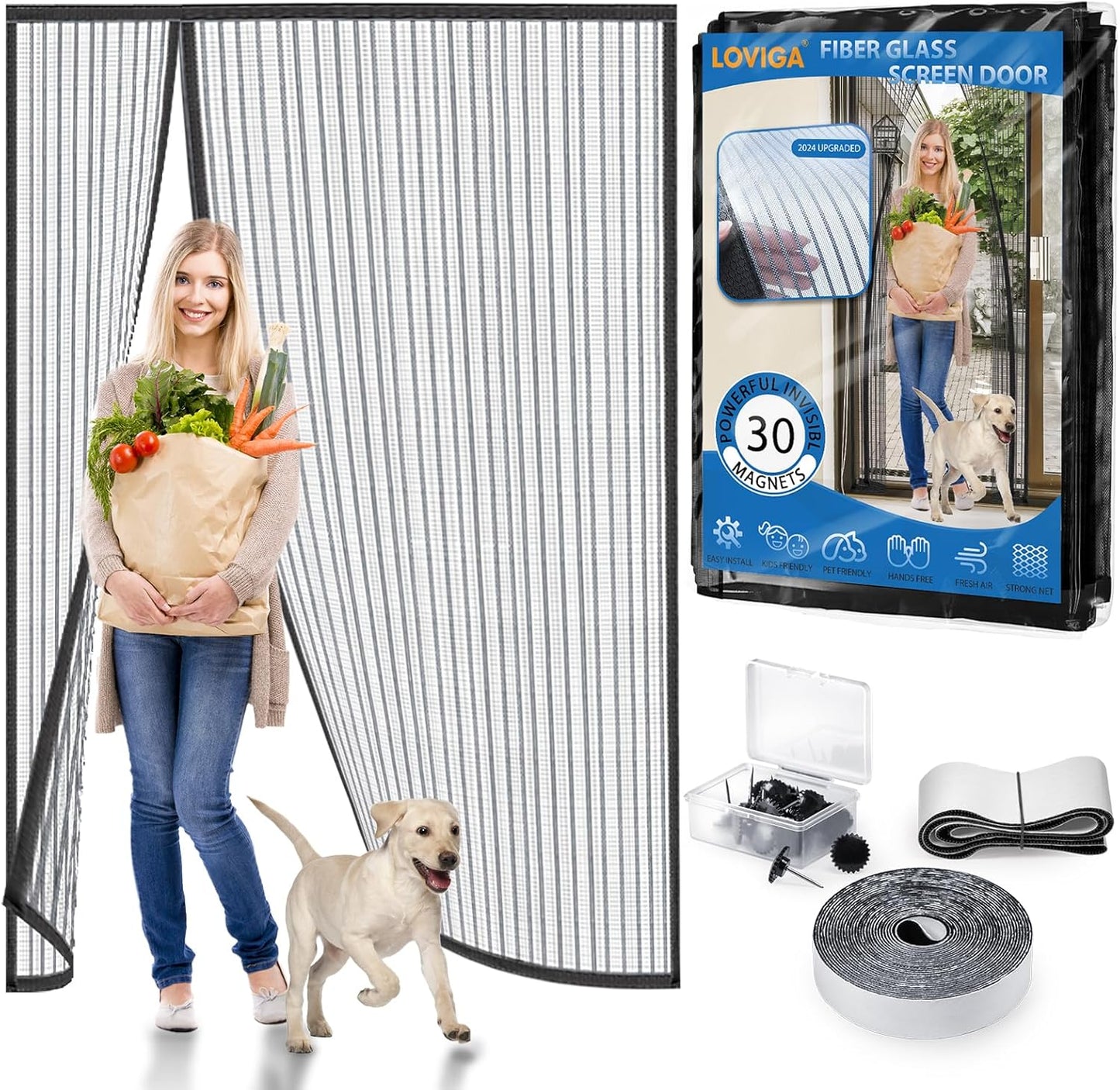 Heavy Duty Door Screen Magnetic Closure for Pets and Bugs