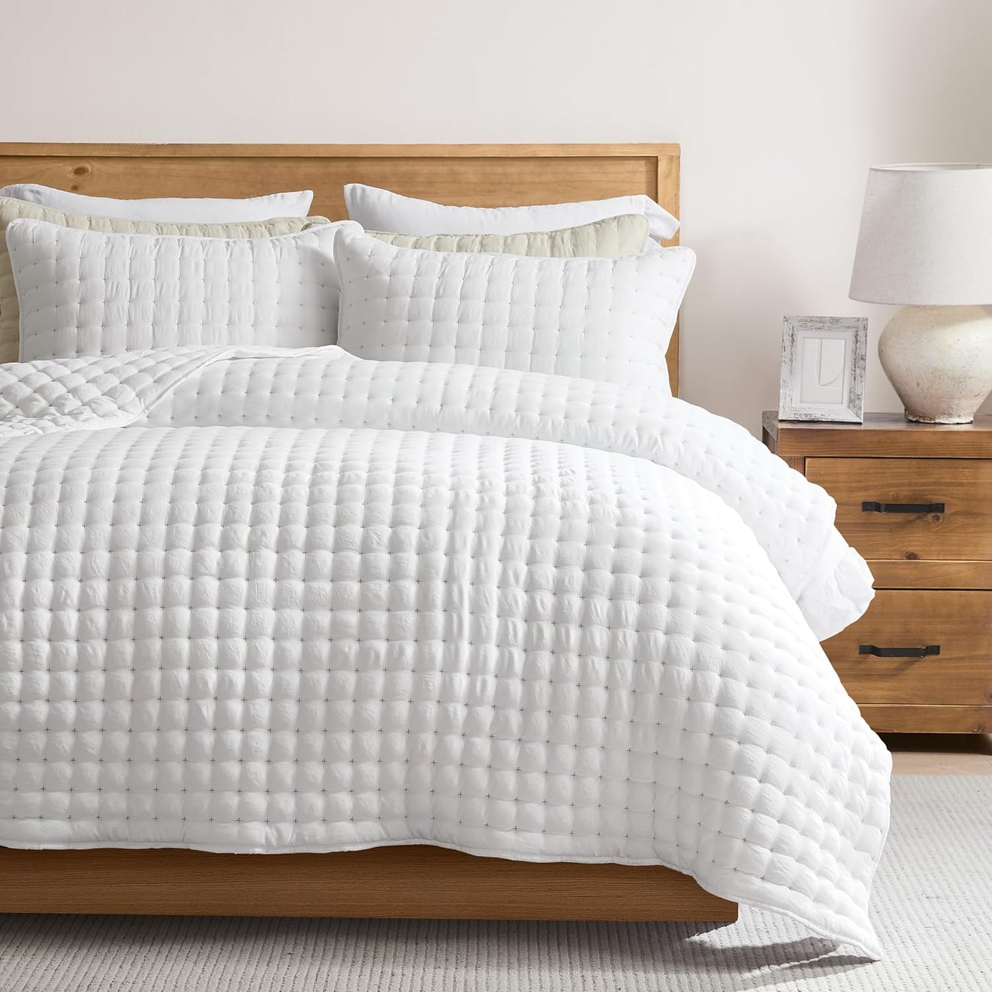 WDCOZY White California King Quilt Set for Elegant Bedding