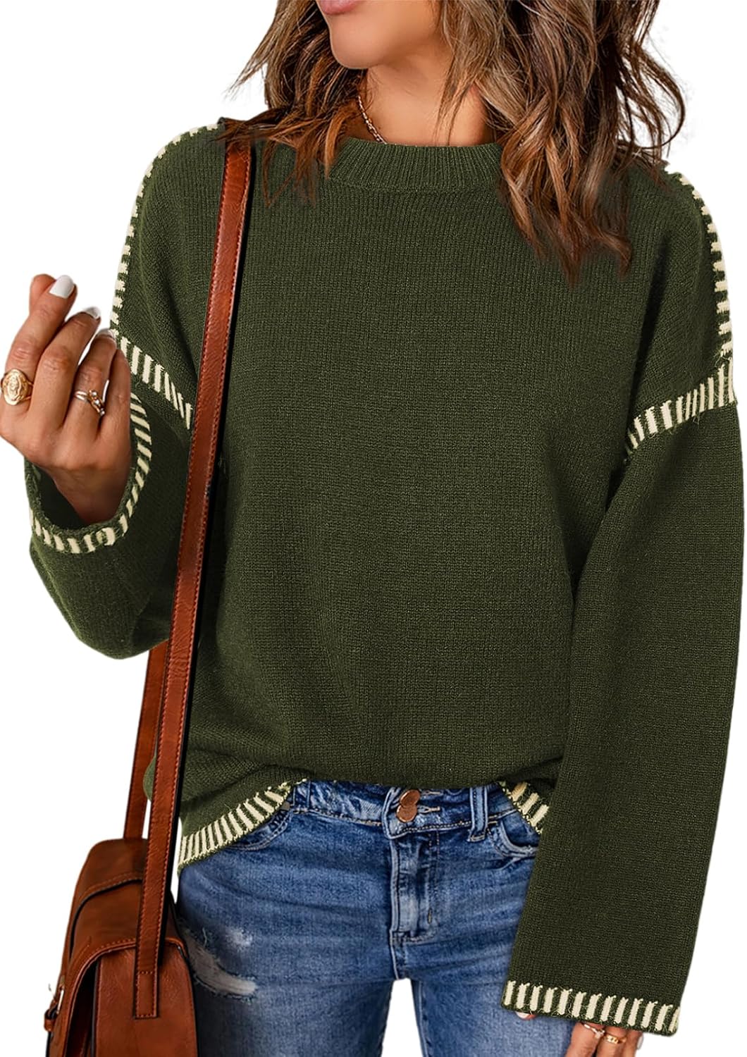 Dokotoo Fashion Solid Crewneck Loose Fit Pullover Sweater