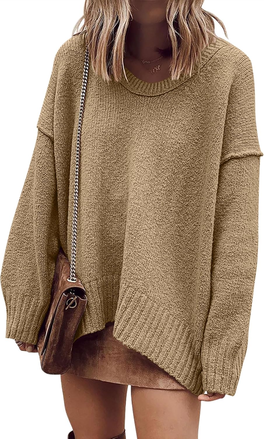 Oversized Casual Loose Slouchy V Neck Batwing Sweater for Women