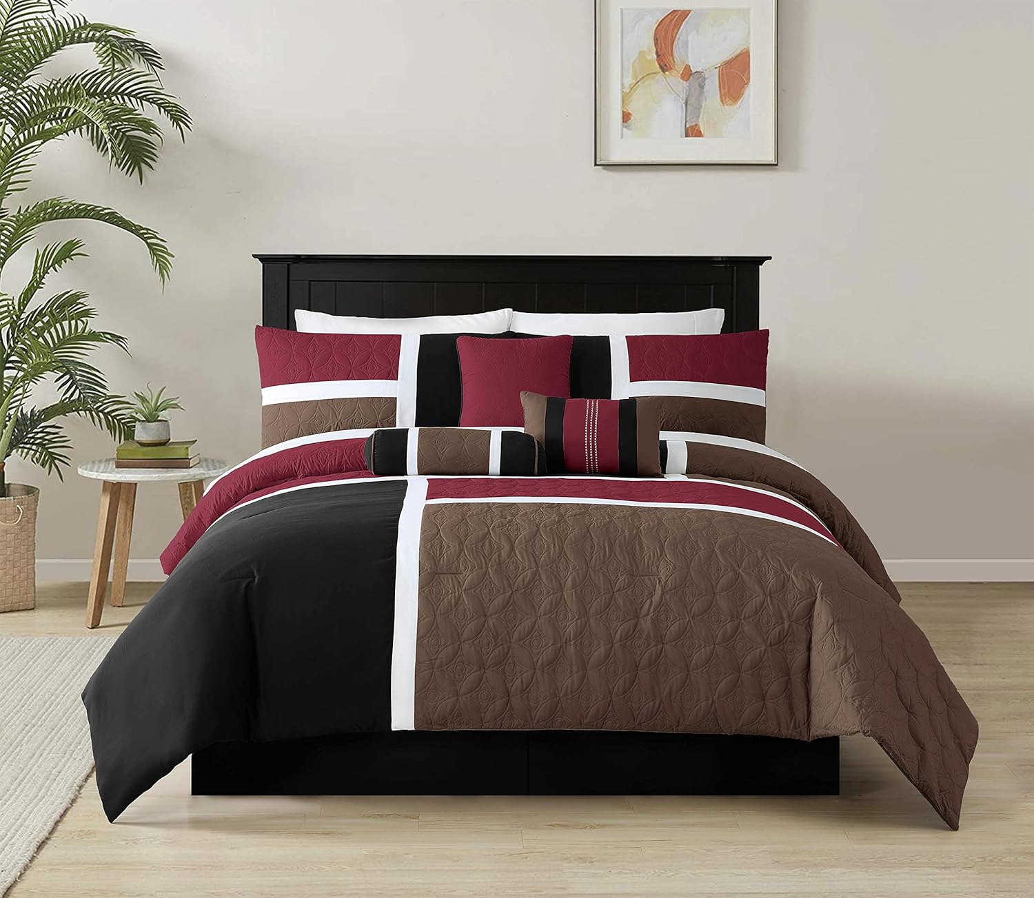Upland 7-Piece Quilted Patchwork Comforter Set for Queen Beds
