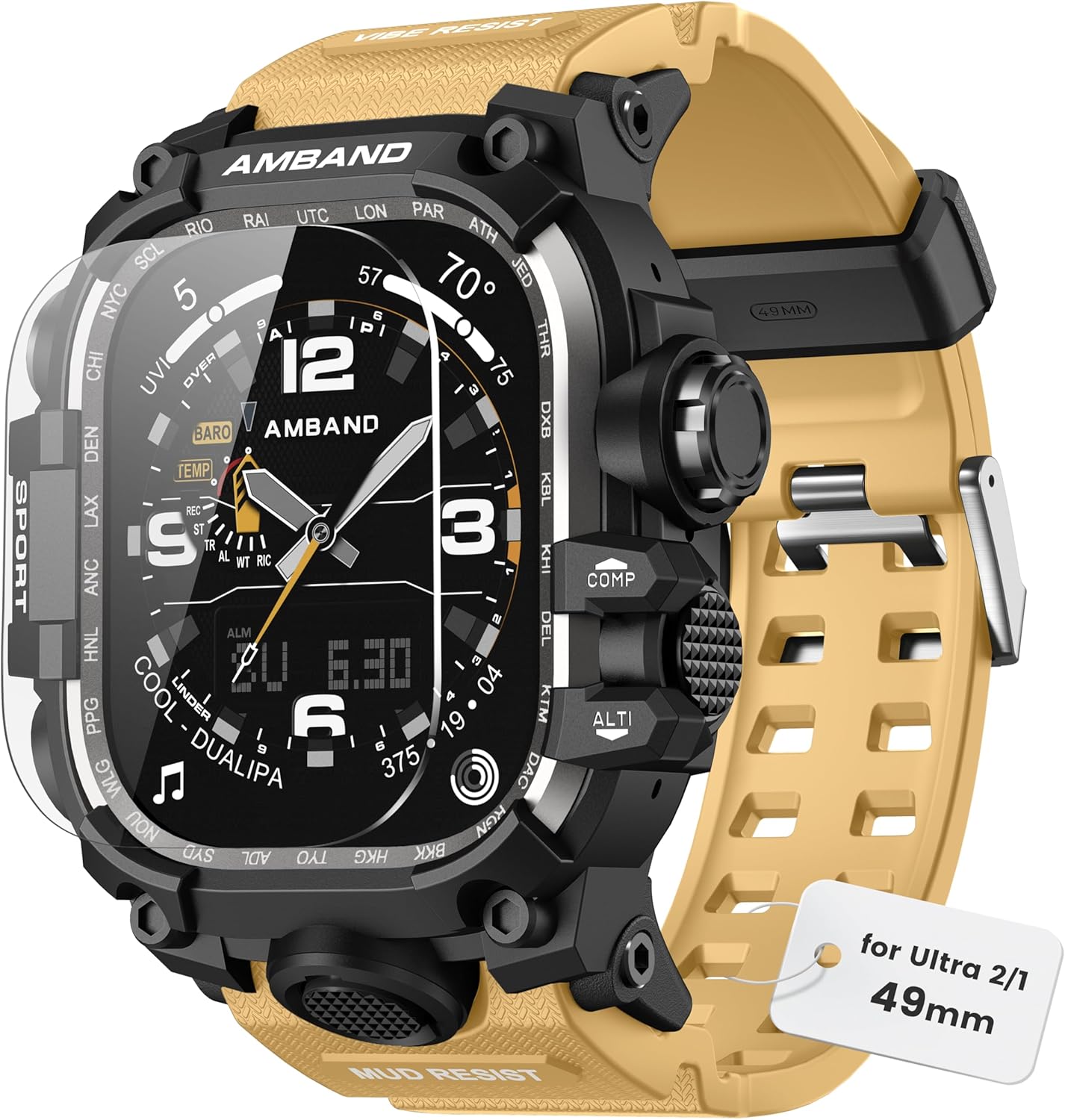 amBand Compatible with Apple Watch Ultra 2 Rugged Case 49mm