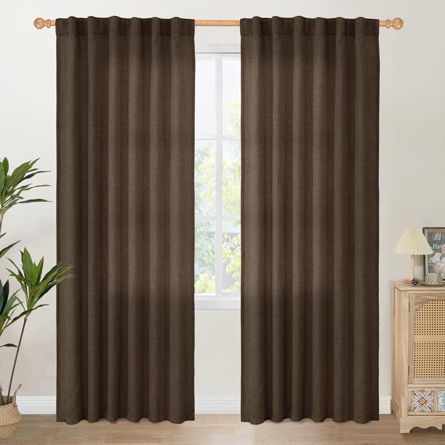YoungsTex Brown Linen Curtains for Living Room and Bedroom