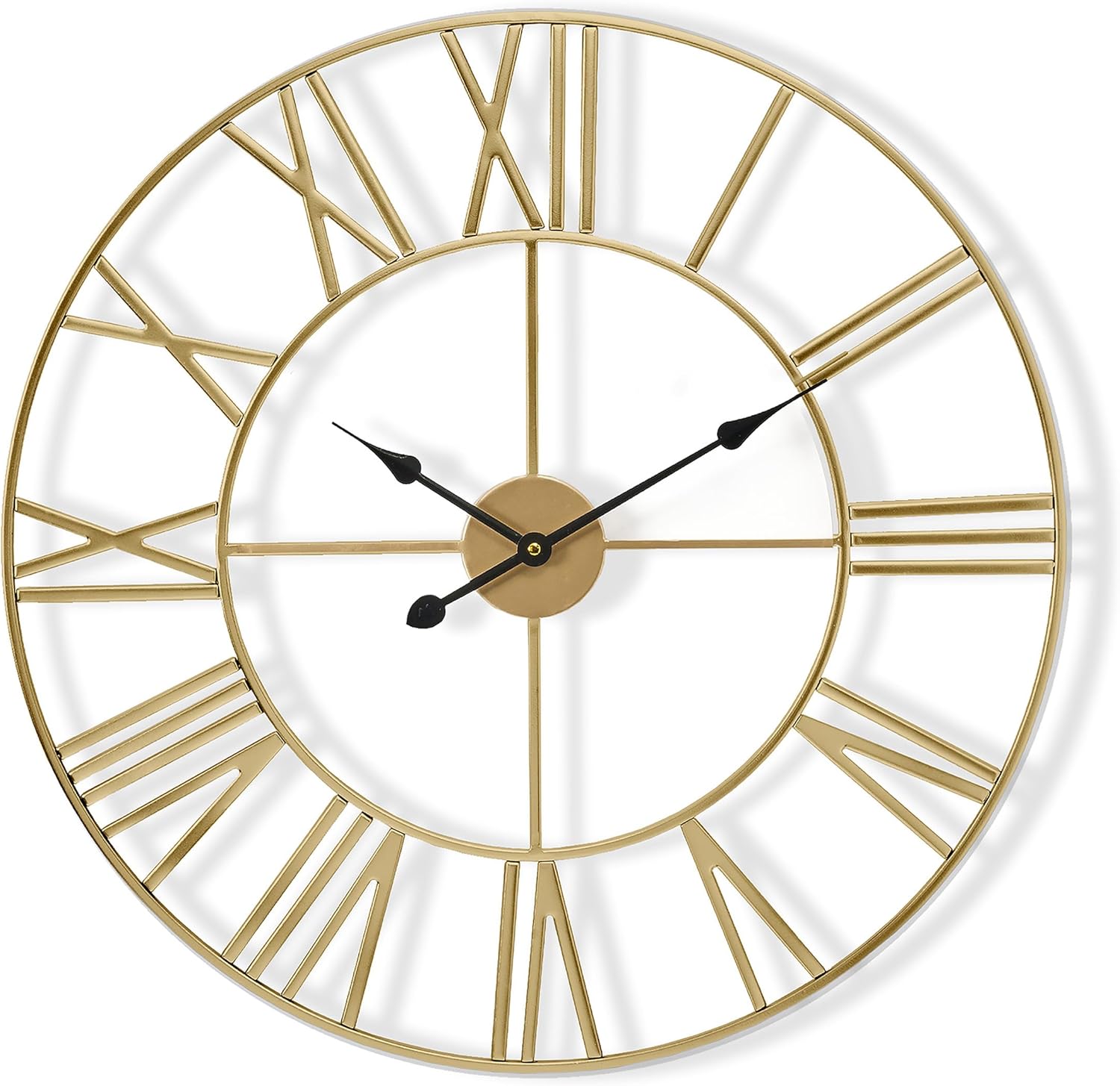 Elegant 24-Inch Gold Wall Clock for Living Room Decor