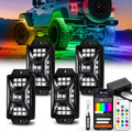 4 Pods Five Sided RGB Rock Lights for Trucks Jeep UTV SUV ATV - Bright