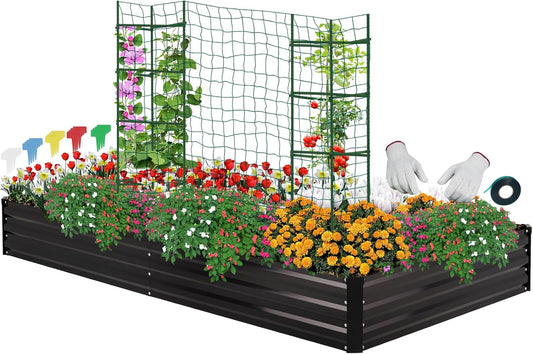 ONCEMORE Galvanized Raised Garden Bed for Vegetables and Herbs