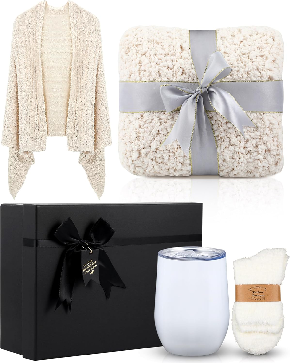 Chuarry Christmas Blanket and Socks Gift Set for Women