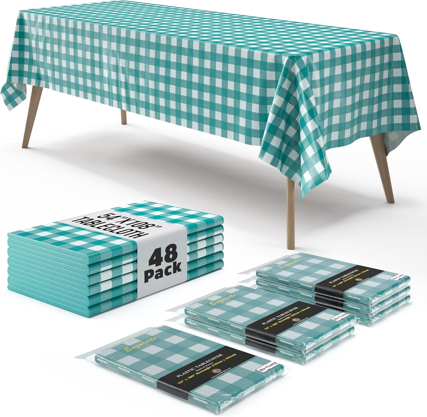 Premium Teal Gingham Tablecloths for Stylish Gatherings