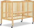 Full-Size Folding Baby Crib in Natural Birch - Portable, Quick Fold