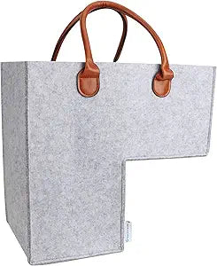 Durable Felt Stair Basket with Leather Handles for Storage