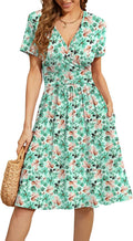 Women's Summer V-Neck Floral Casual Dress with Pockets - Comfortable 1
