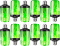 VIHOSE 12 Pcs Flickering LED Flame Light Bulbs E26 Base - Green Decor