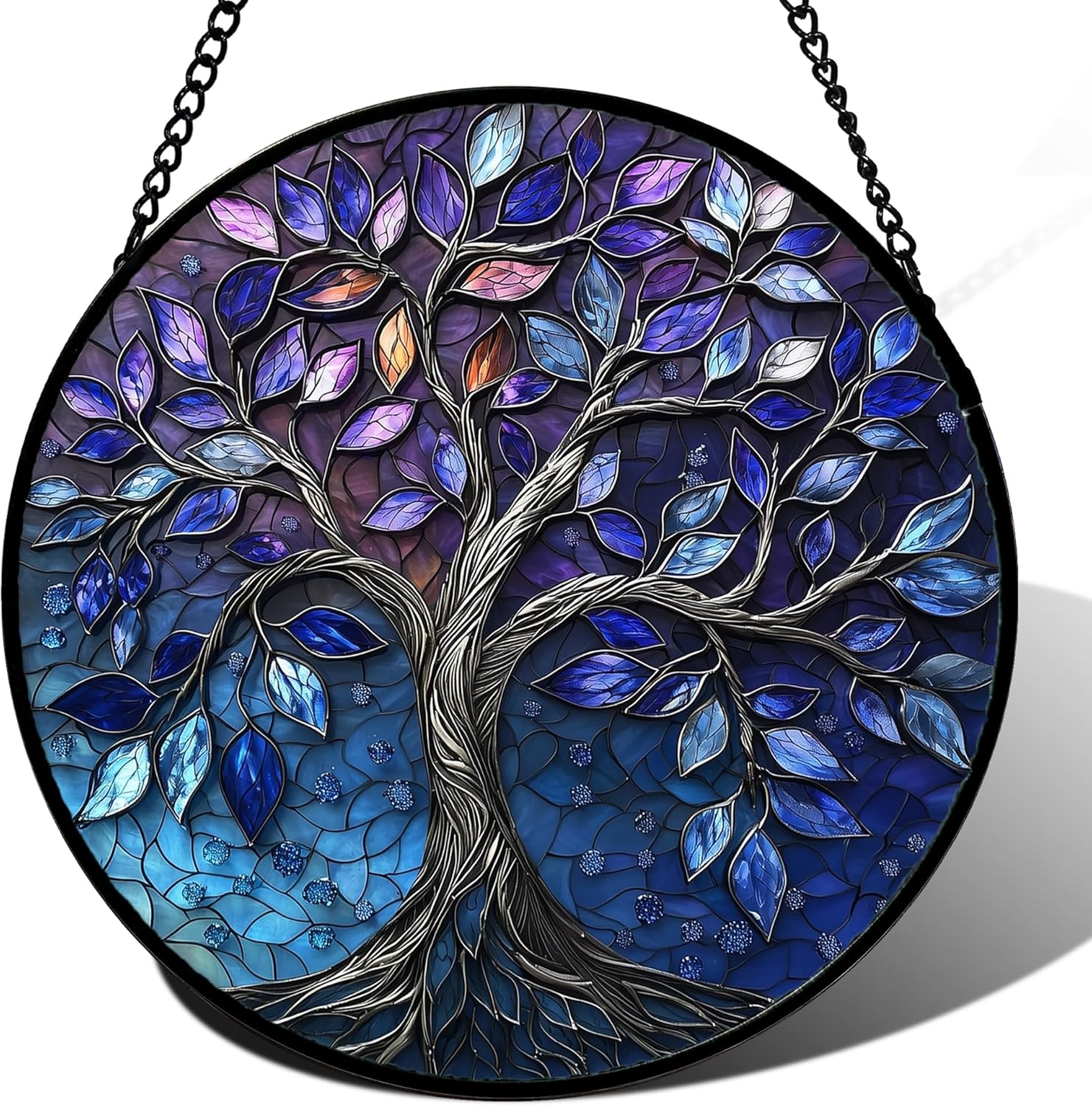 Stained Glass Window Hanging Tree of Life Colorful Suncatcher