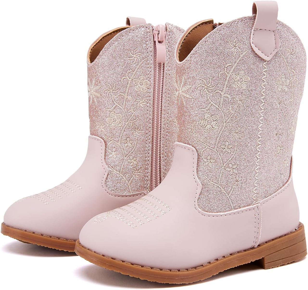 Toddler Girls Cowboy Boots with Side Zipper for All Seasons