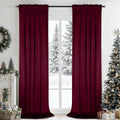 SimpleHome Red Velvet Curtains 96 in - Luxury Blackout Drapes