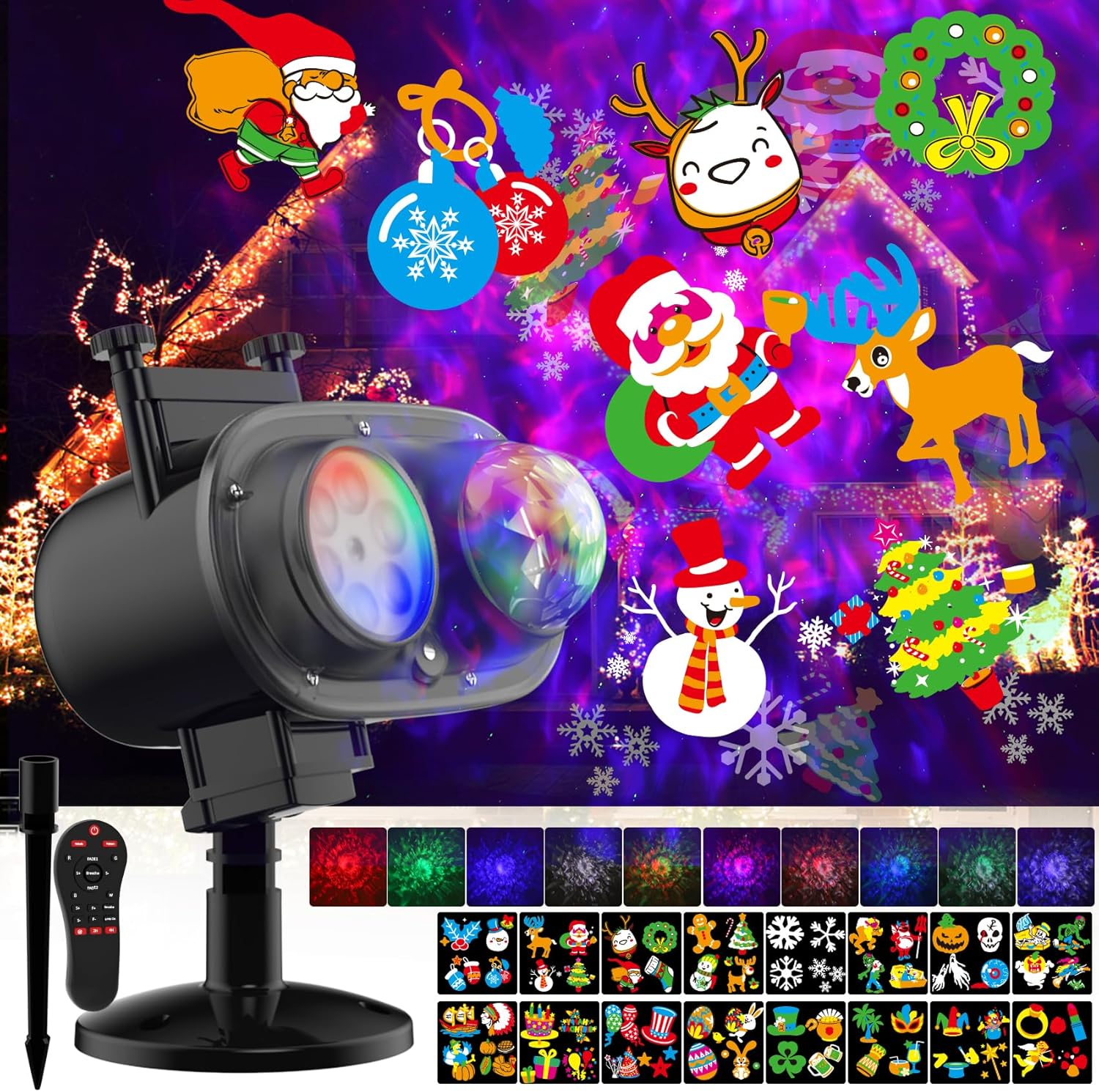 Sunbox Outdoor Christmas Projector - 26 HD Effects - Remote Control