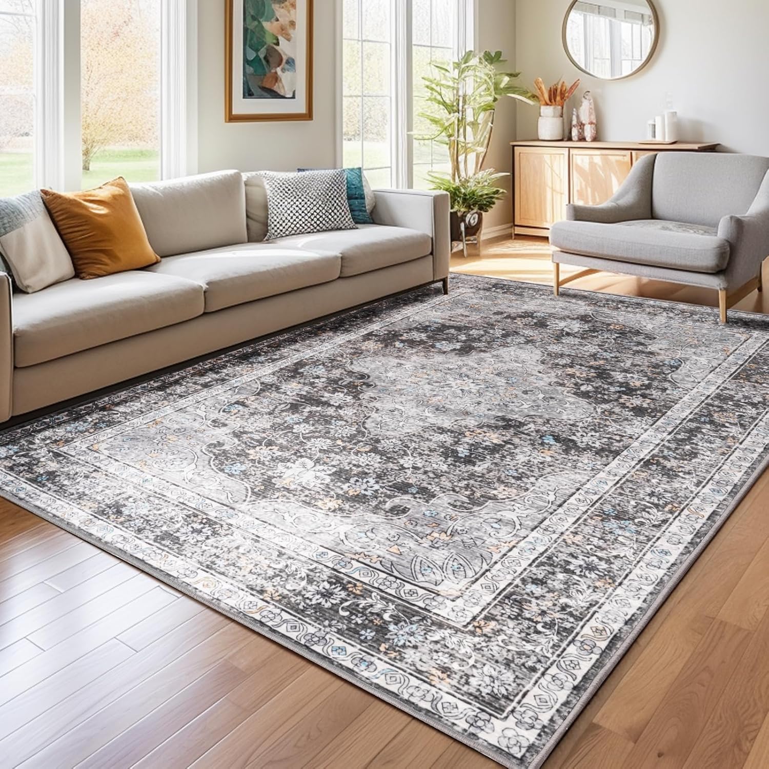 Vintage Boho Area Rugs for Living Room, Ultra Soft Washable