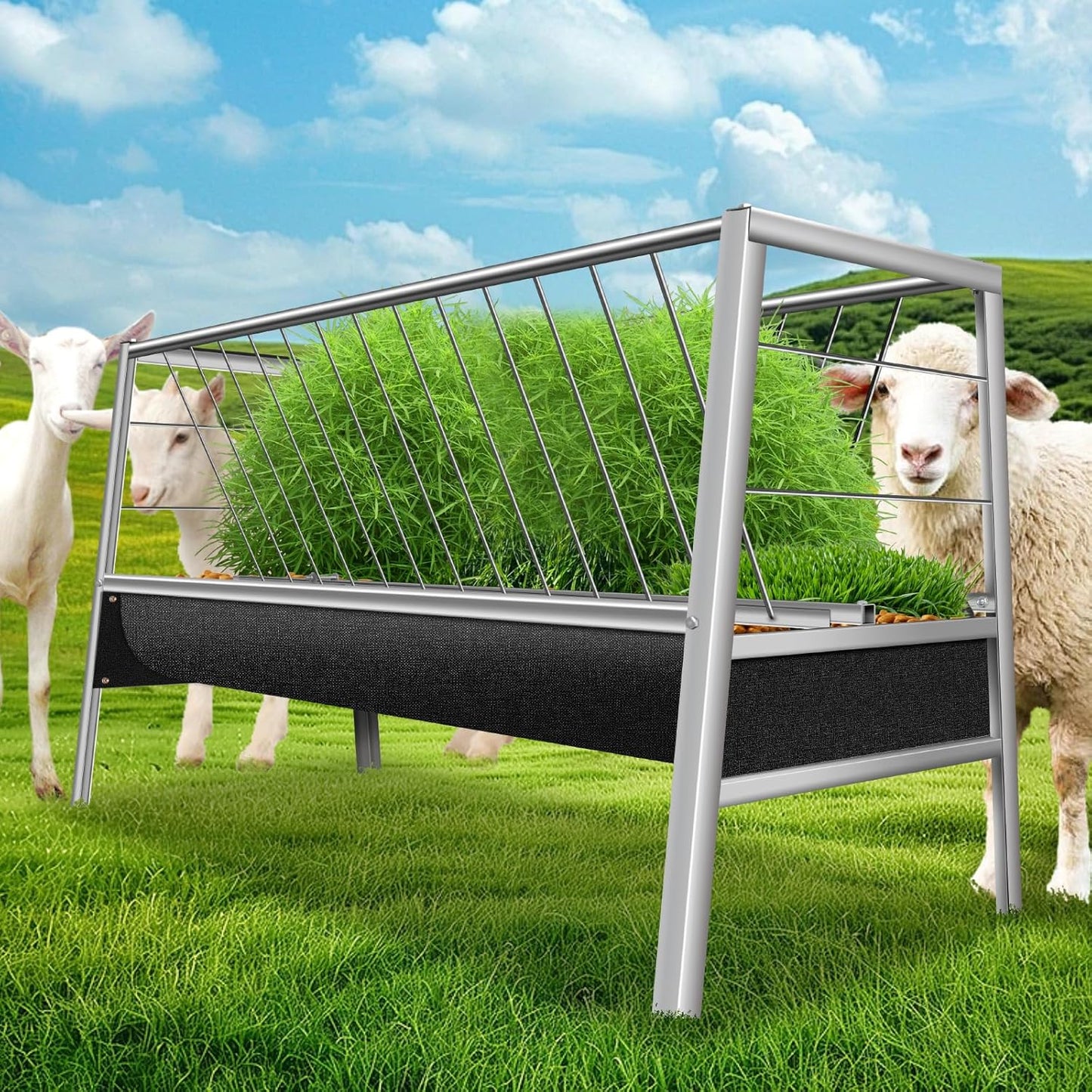 Durable 90 Gallon Goat Hay Feeder for Efficient Farm Use