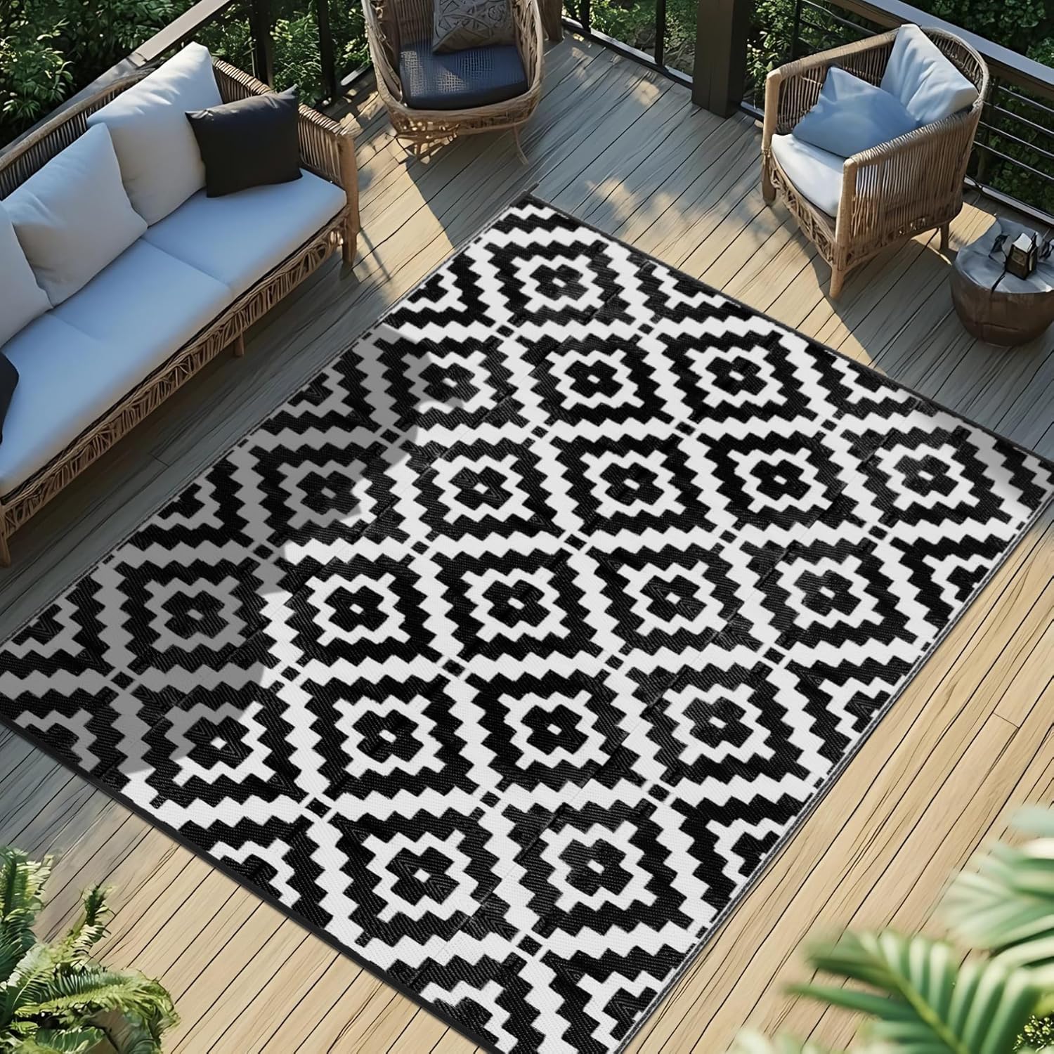 Favoyard Outdoor Rug 6x9 ft Waterproof Reversible for Patio