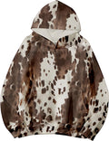 Women Solid Fleece Oversized Cow Print Hoodie - Cozy Casual Wear
