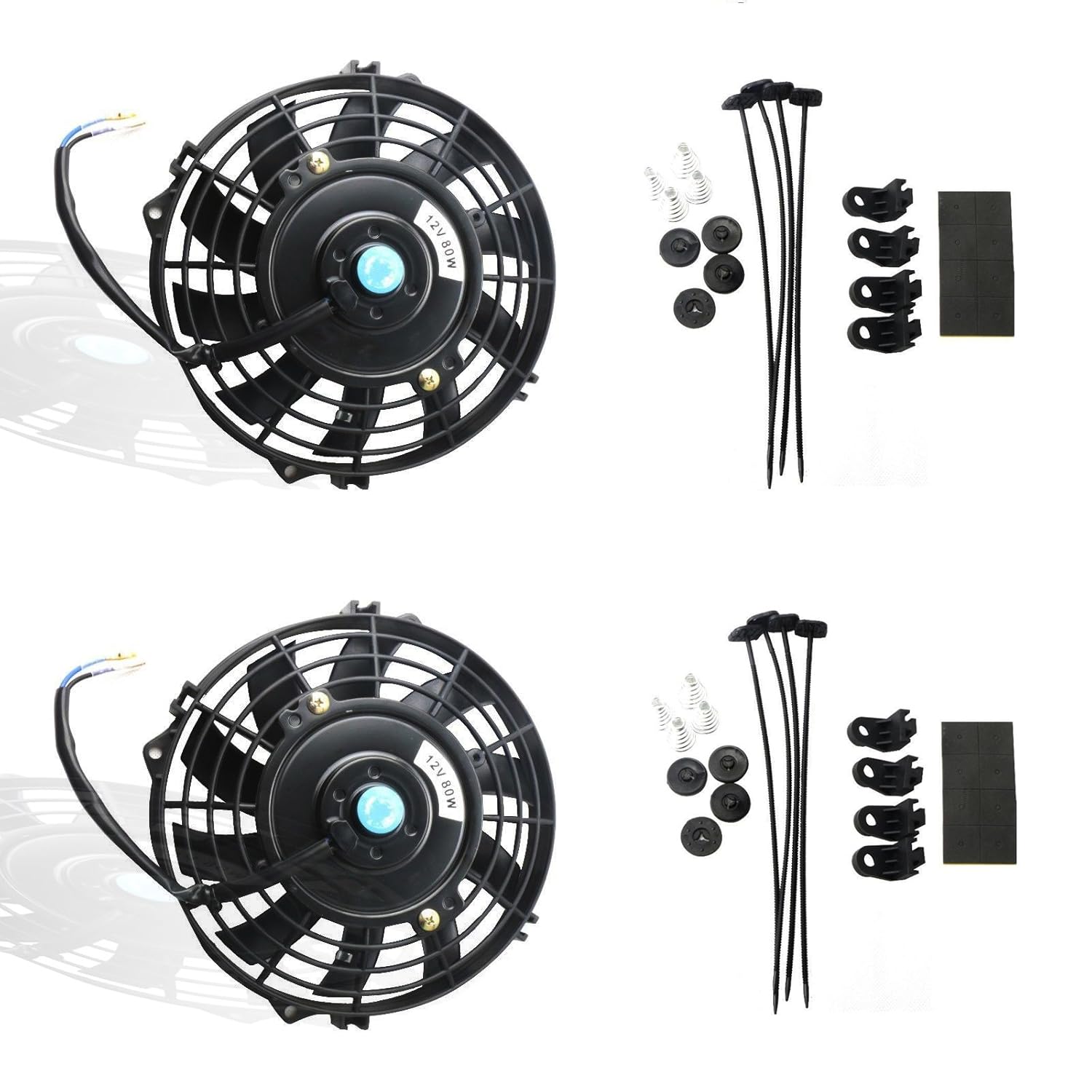 MOSTPLUS Black Universal Electric Radiator Slim Fan Set of 2
