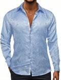 Mens Paisley Silk Dress Shirt Long Sleeve - Regular Fit Comfort