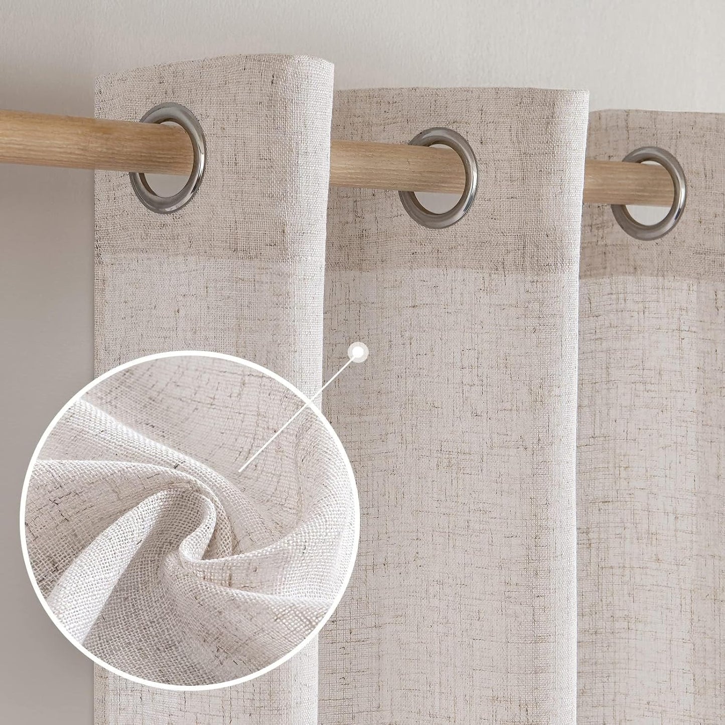 MIULEE Linen White Curtains 84 Inch Length for Home Decor