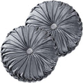 Decorative Round Pleated Throw Pillows - Classy Pumpkin Accent 14.5in