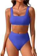 ANRABESS Women High Waisted Ribbed Bikini Set - Tummy Control Sets