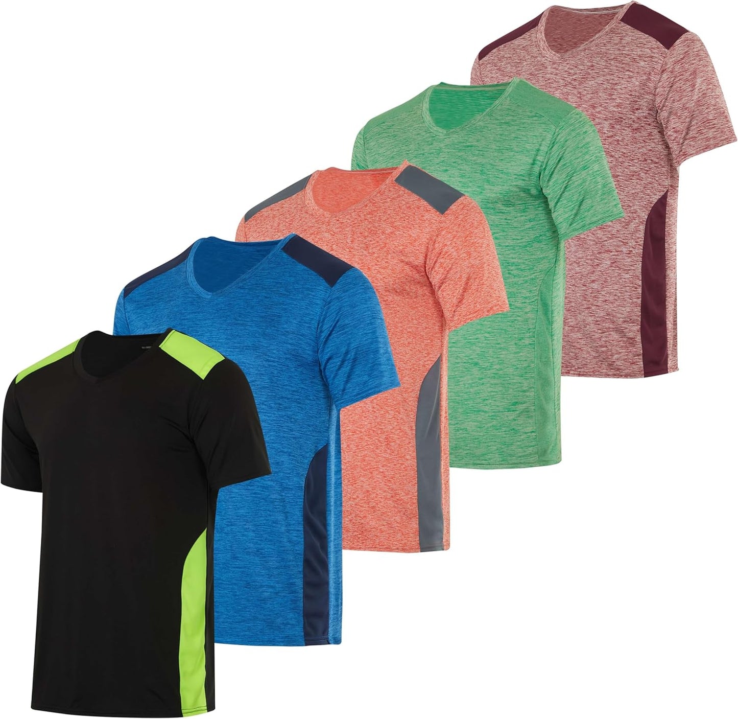 Mens V-Neck Dry-Fit Moisture Wicking Performance T-Shirt Pack