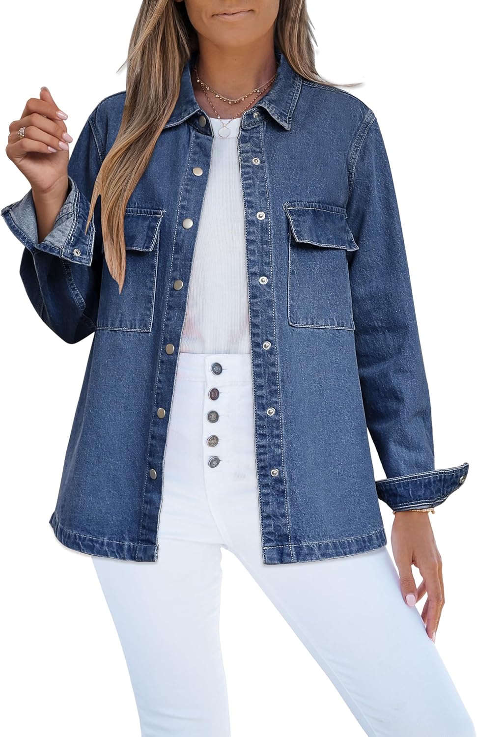Luvamia Jean Jackets for Women - Stylish Oversized Denim Shacket