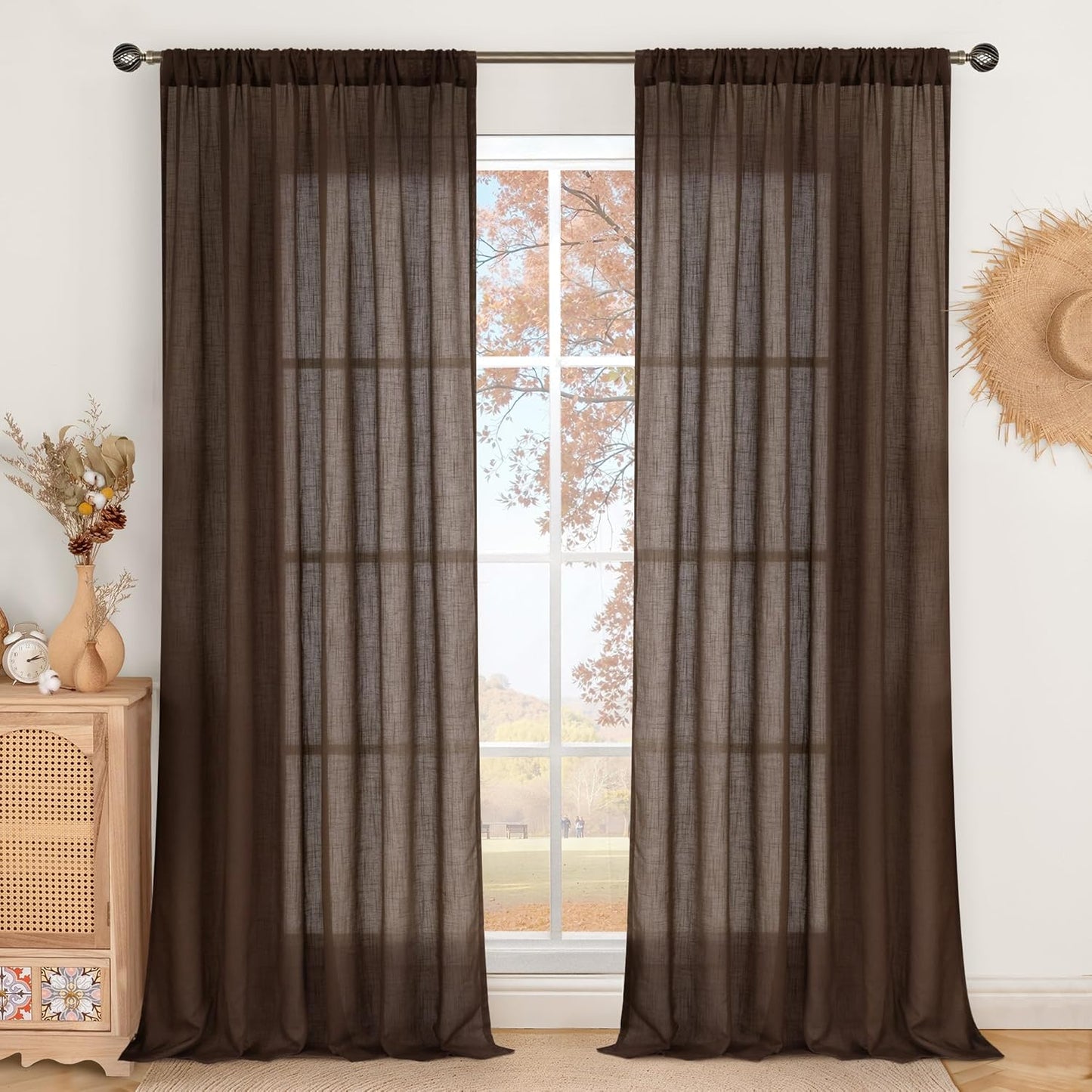 BGment Linen Curtains 90 Inch Length for Rustic Home Decor