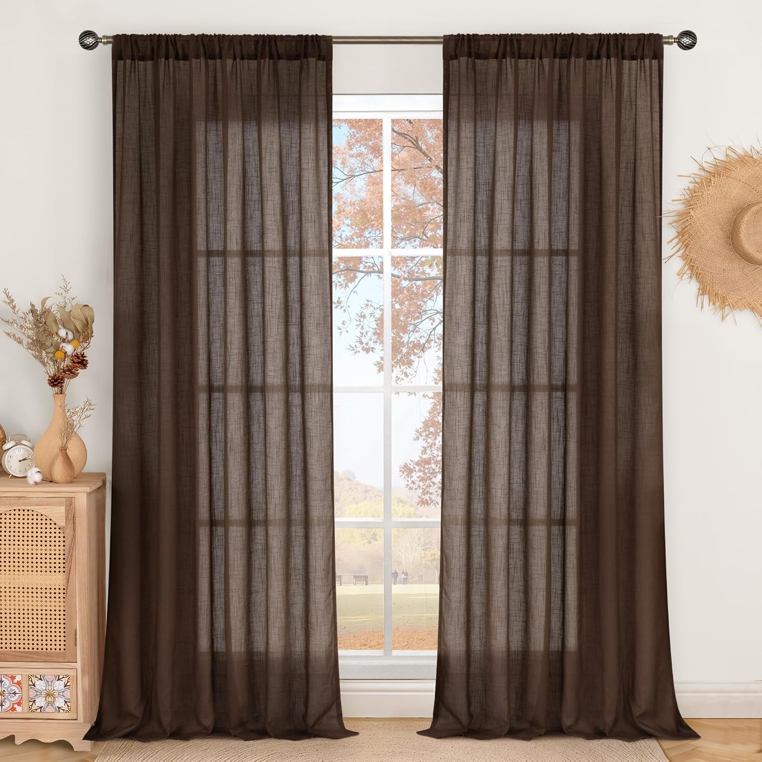 BGment Linen Curtains 90 Inch Length for Rustic Home Decor