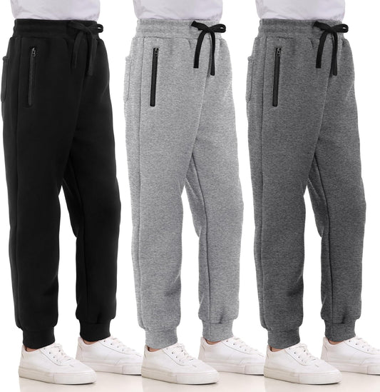 3 Pack Boys Sweatpants Fleece Cotton Athletic Pants for Kids