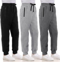 Boys Sweatpants Fleece Cotton 3-Pack Joggers with Zipper Pocket