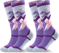 Kids Merino Wool Ski Socks Knee High 2 Pairs - Warm, Cushioned Fit