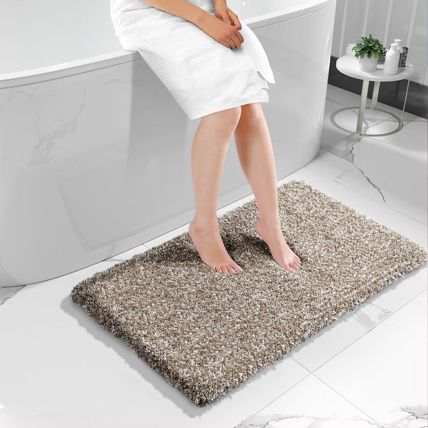 Yimobra Fluffy Plush Bath Rug - Soft Non Slip Microfiber Mat
