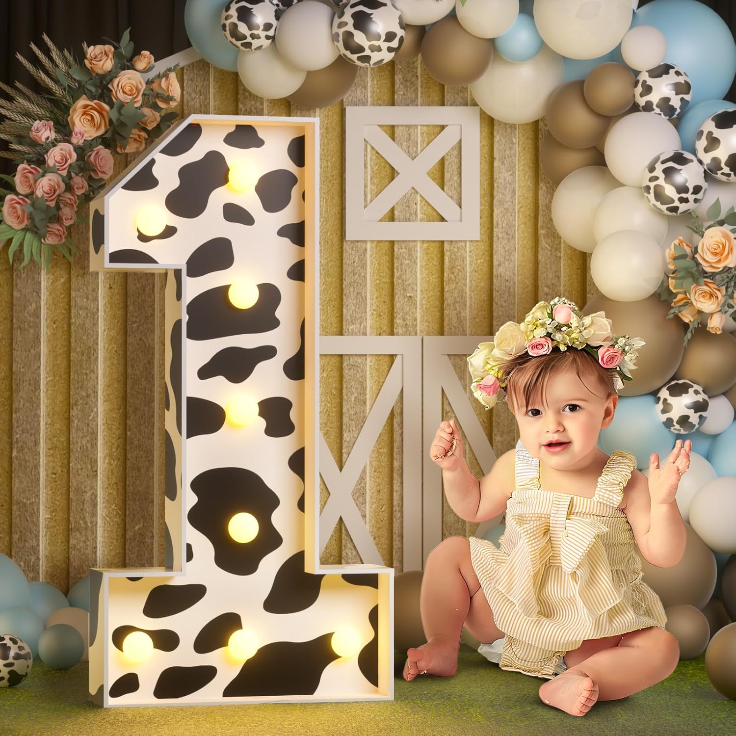 Marquee Numbers Cow Birthday Decorations for Kids' Parties
