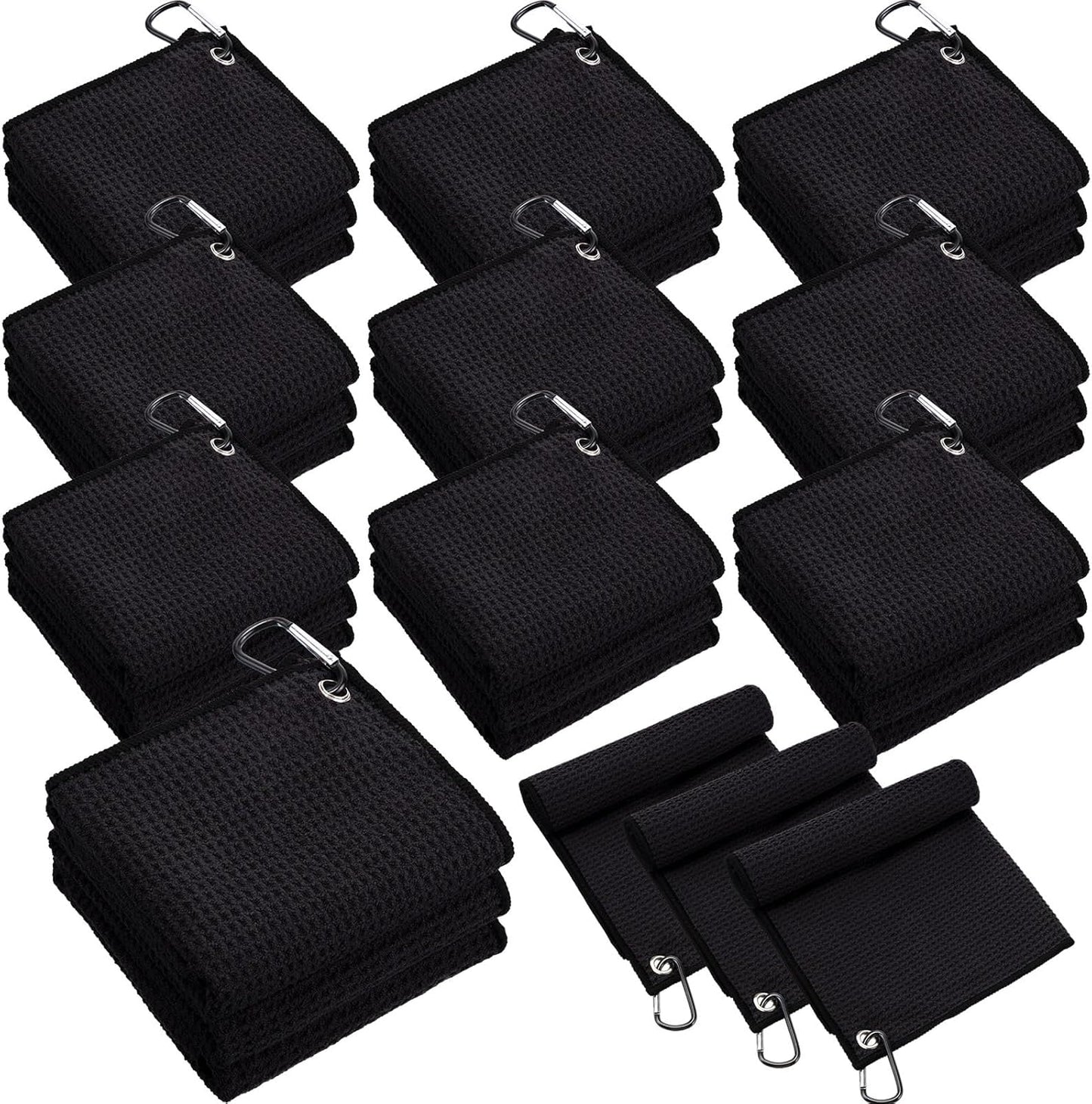 30 Pcs Bulk Golf Towels for Golf Bags - Microfiber Waffle Pattern