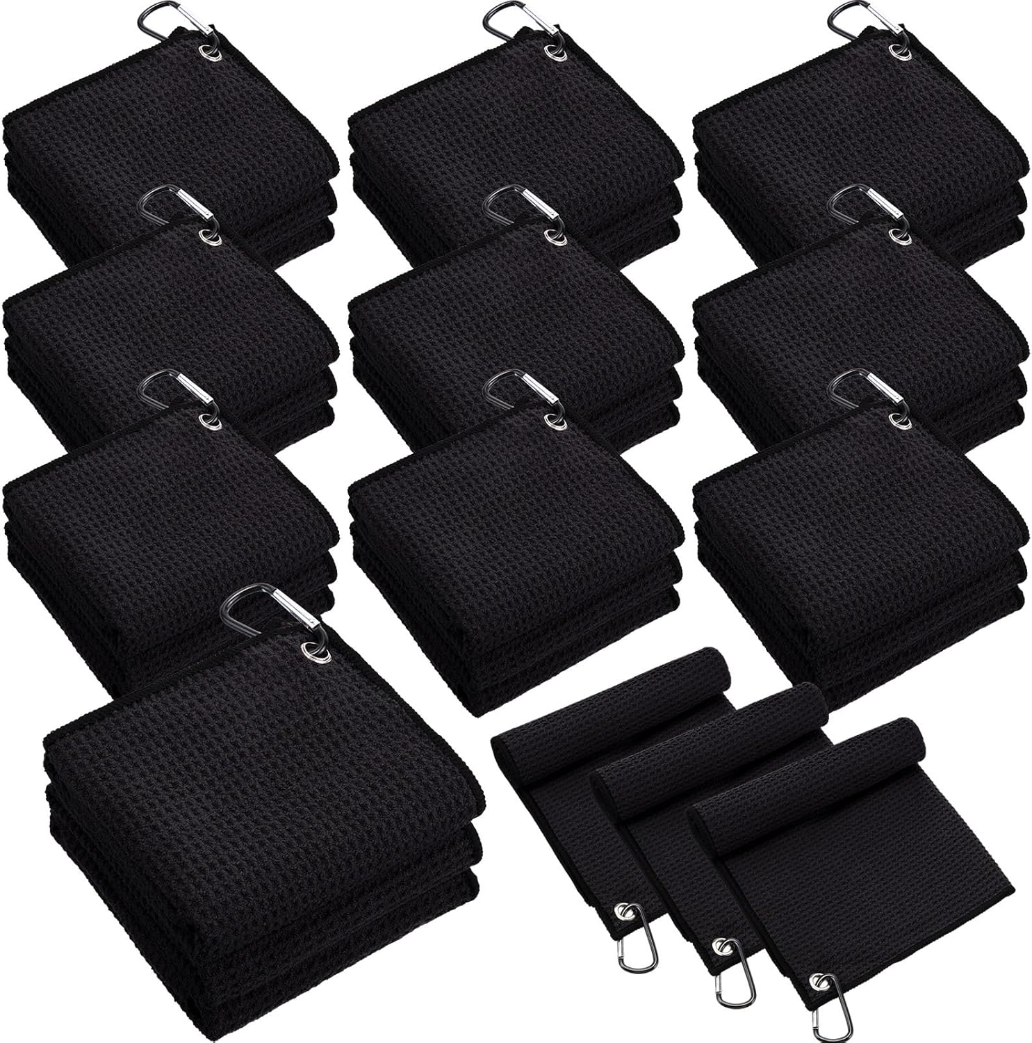 30 Pcs Bulk Golf Towels for Golf Bags - Microfiber Waffle Pattern